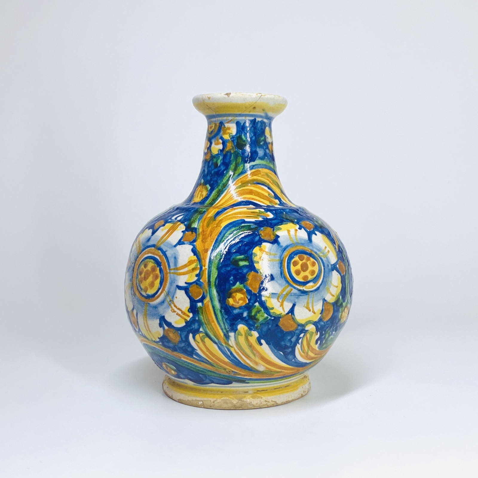 Caltagirone (Sicile) - Vase bouteille en majolique - XVIIe siècle