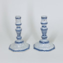 Pair of earthenware candlesticks from Saint-Amand-les-Eaux - Eighteenth century