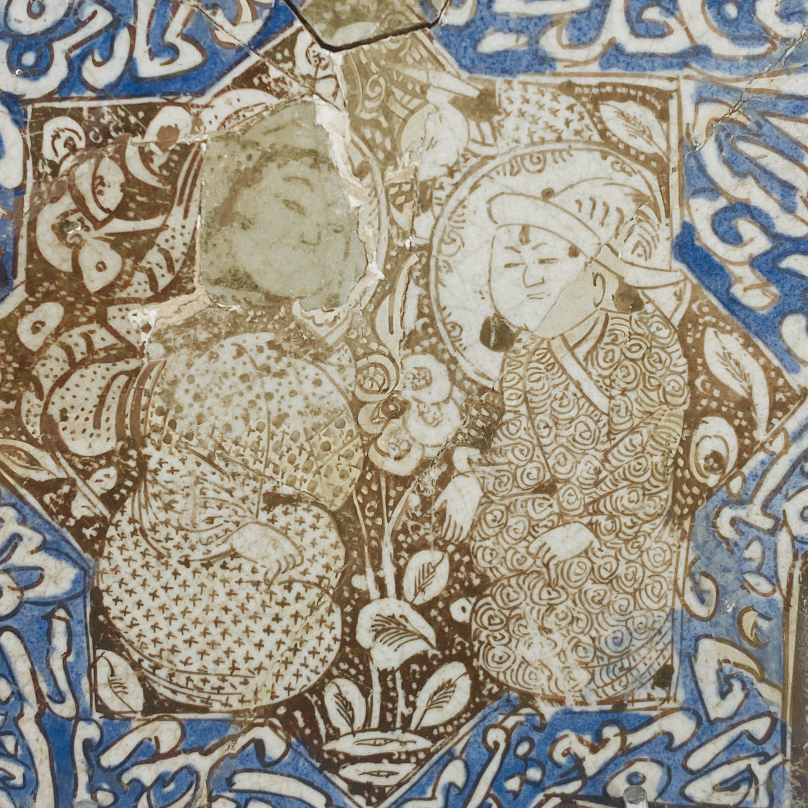 Rare carreau Kashan - Début du XIVe siècle