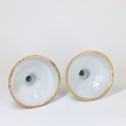 Rare pair of candlesticks called "À la financier" in Nevers earthenware - Mid-Seventeenth century