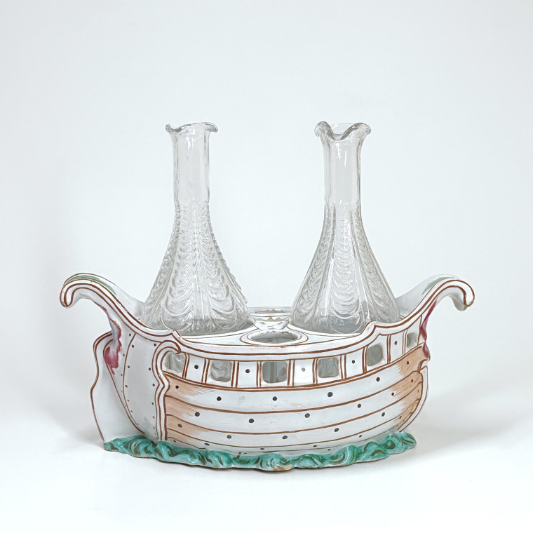 Porte-huilier en faïence de Strasbourg armorié - XVIIIe siècle