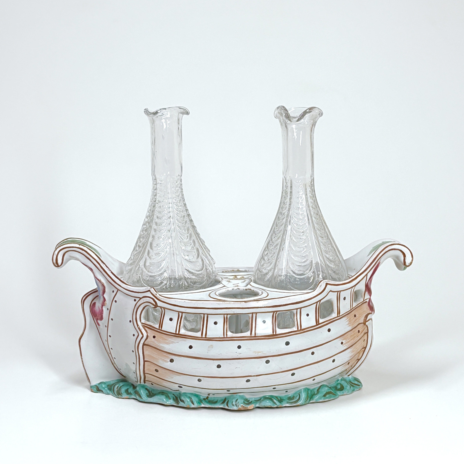 Porte-huilier en faïence de Strasbourg armorié - XVIIIe siècle