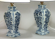 Chine - Paire de vases en porcelaine montés en lampe - Époque Kang'xi