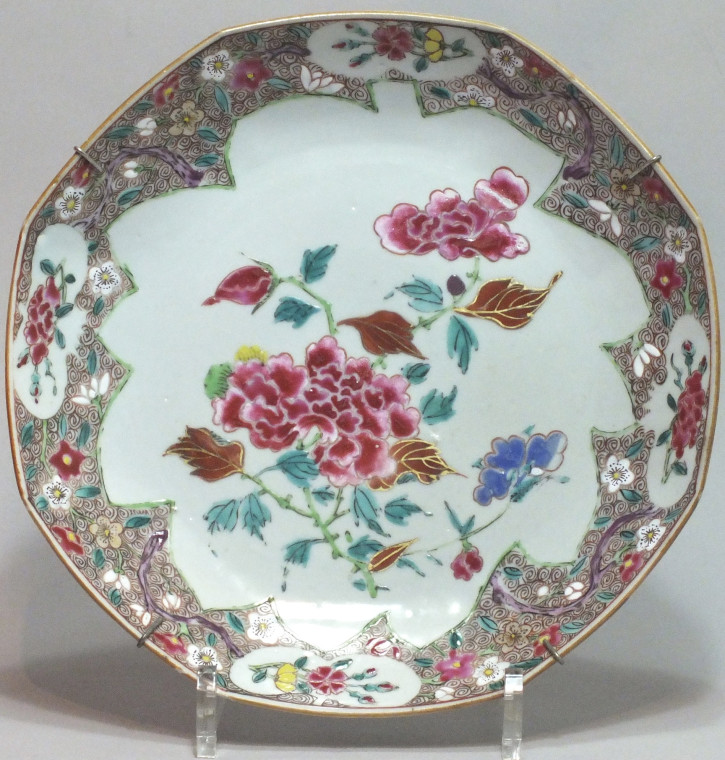 Chine - Coupe octogonale famille rose - époque Qianlong