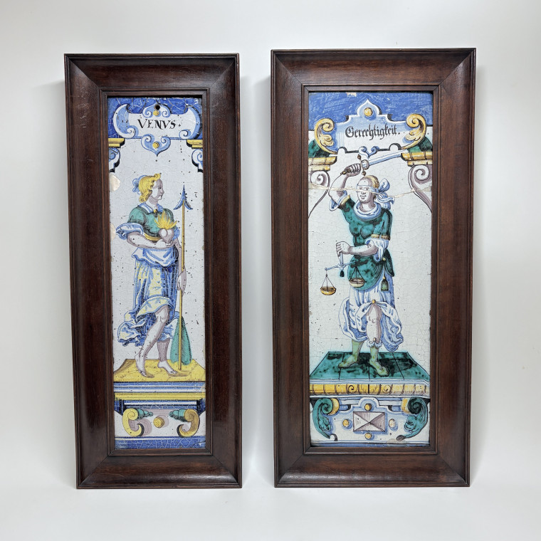 Two Winterthur earthenware stove plates - Late 17th - Early 18th century