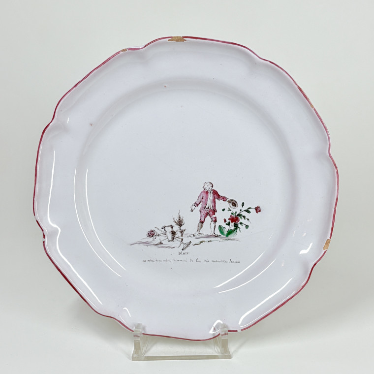 Rare Niderviller earthenware plate - Eighteenth century