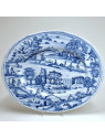 Nevers - Large oval platter in blue monochrome - Seventeenth century