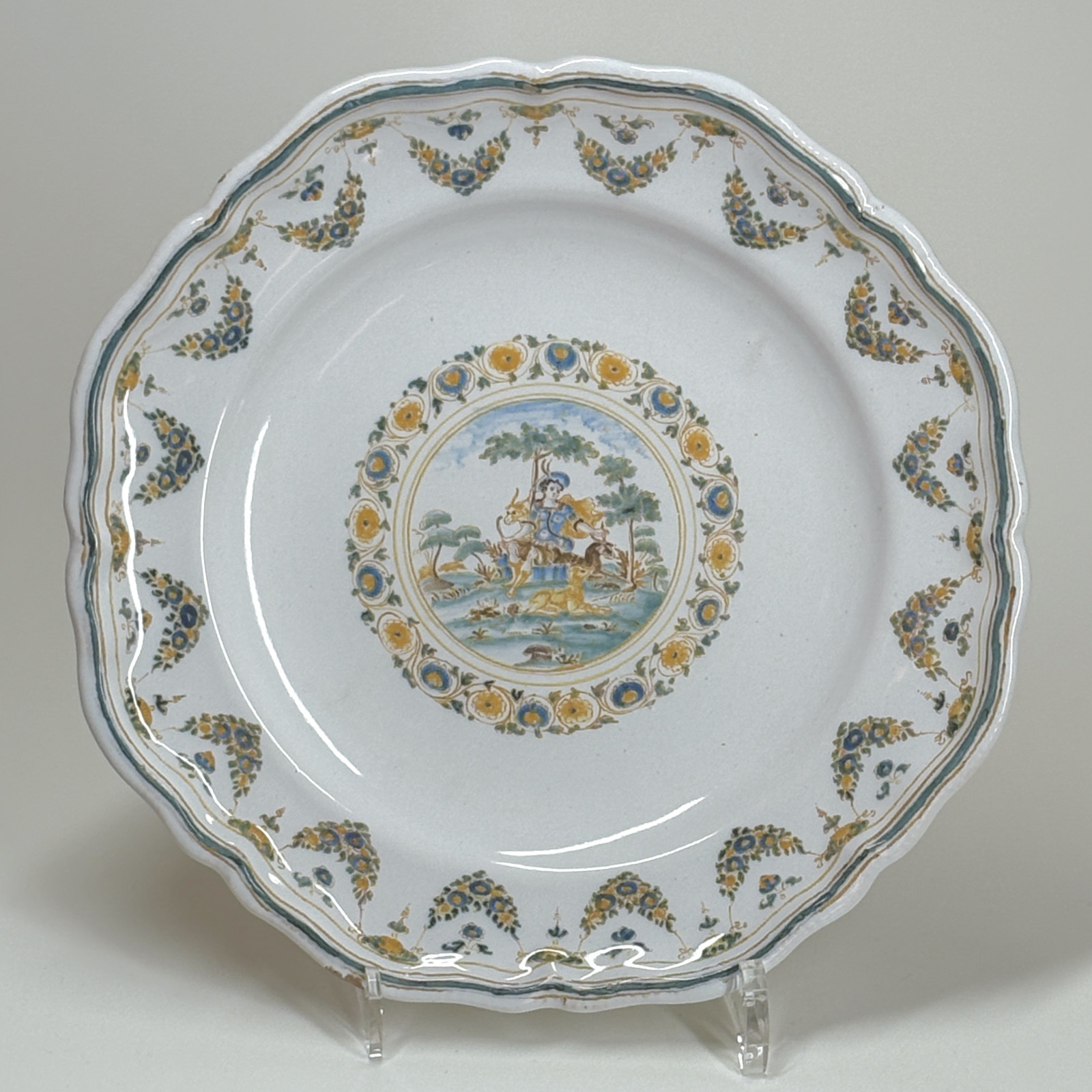 Moustiers Earthenware Plate With Mythological Decoration - Eighteenth Century - SOLD