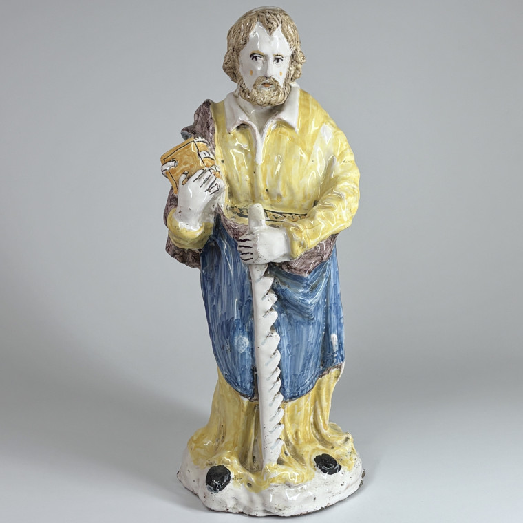 Statue en faïence de Nevers figurant Saint Simon - XVIIIe siècle - VENDU