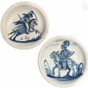 Two earthenware dishes decorated with horsemen from northern France - Eighteenth century