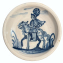 Two earthenware dishes decorated with horsemen from northern France - Eighteenth century