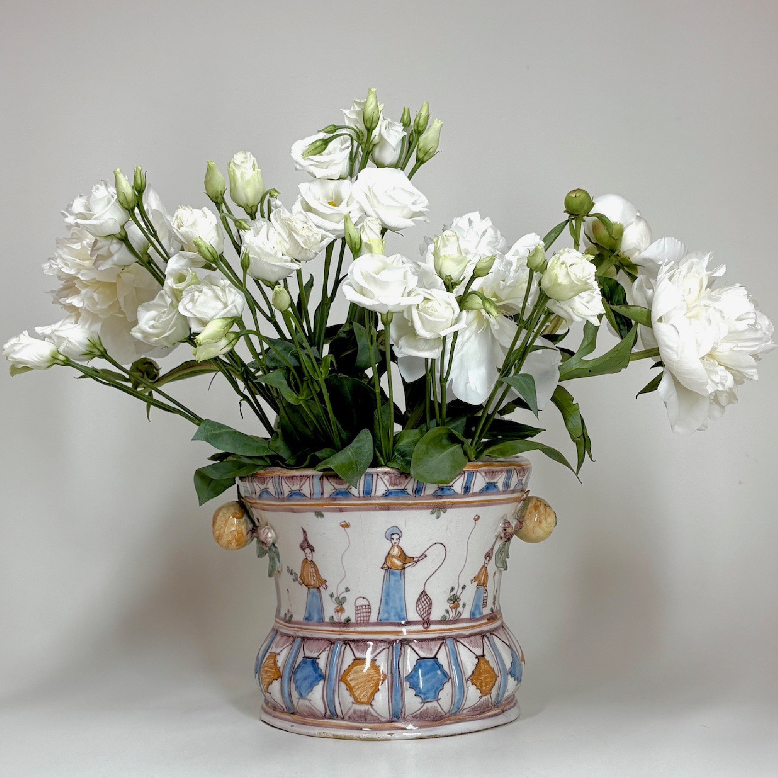Moncaut earthenware flower vase (Southwest France) 18th century