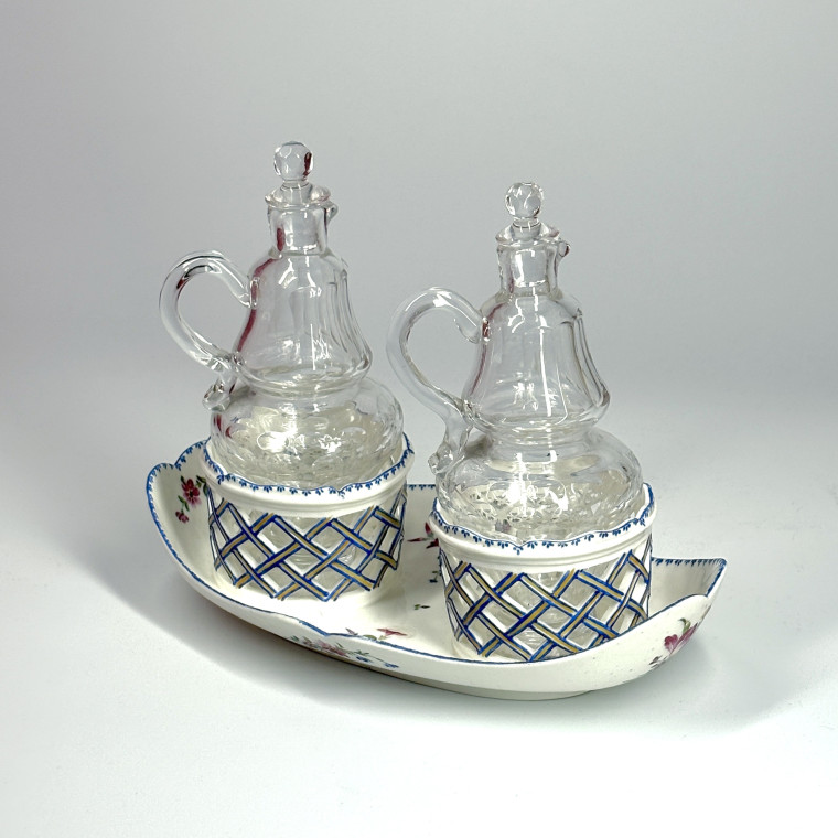 Mennecy porcelain oil cruet holder - 18th century