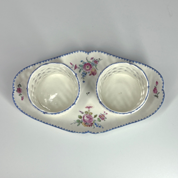 Mennecy porcelain oil cruet holder - 18th century