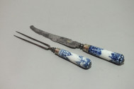 Knife and fork in soft porcelain of St. Cloud - eighteenth century