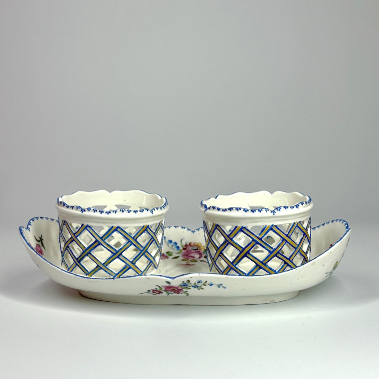 Mennecy porcelain oil cruet holder - 18th century