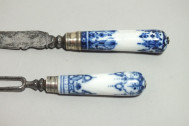 Knife and fork in soft porcelain of St. Cloud - eighteenth century