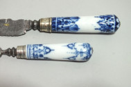Knife and fork in soft porcelain of St. Cloud - eighteenth century