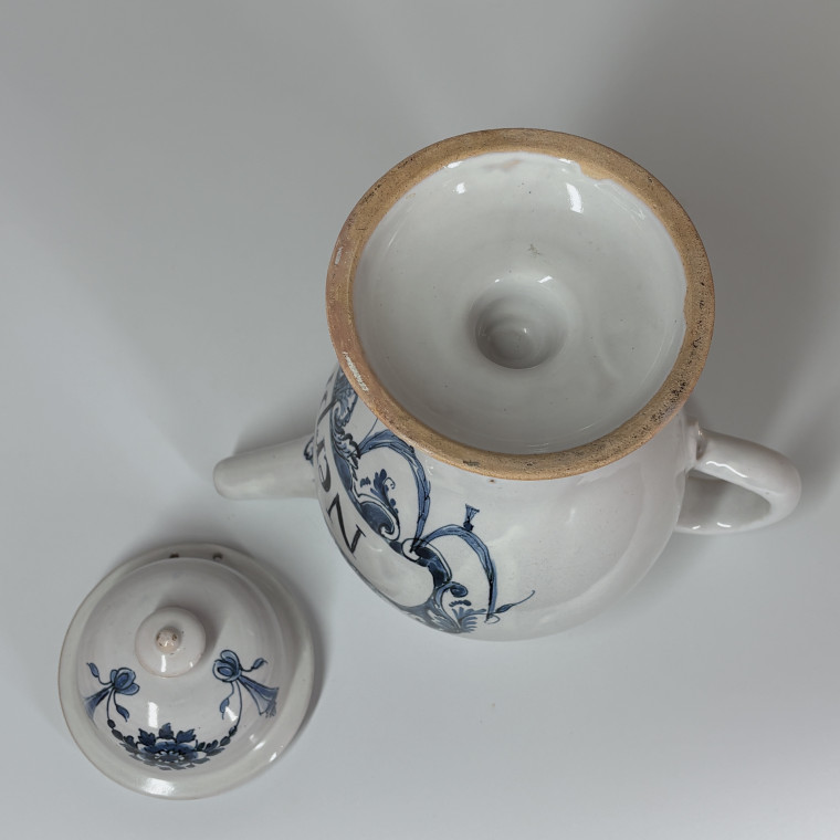 Covered Bordeaux Faience Apothecary Jar - Hustin - Eighteenth Century - SOLD