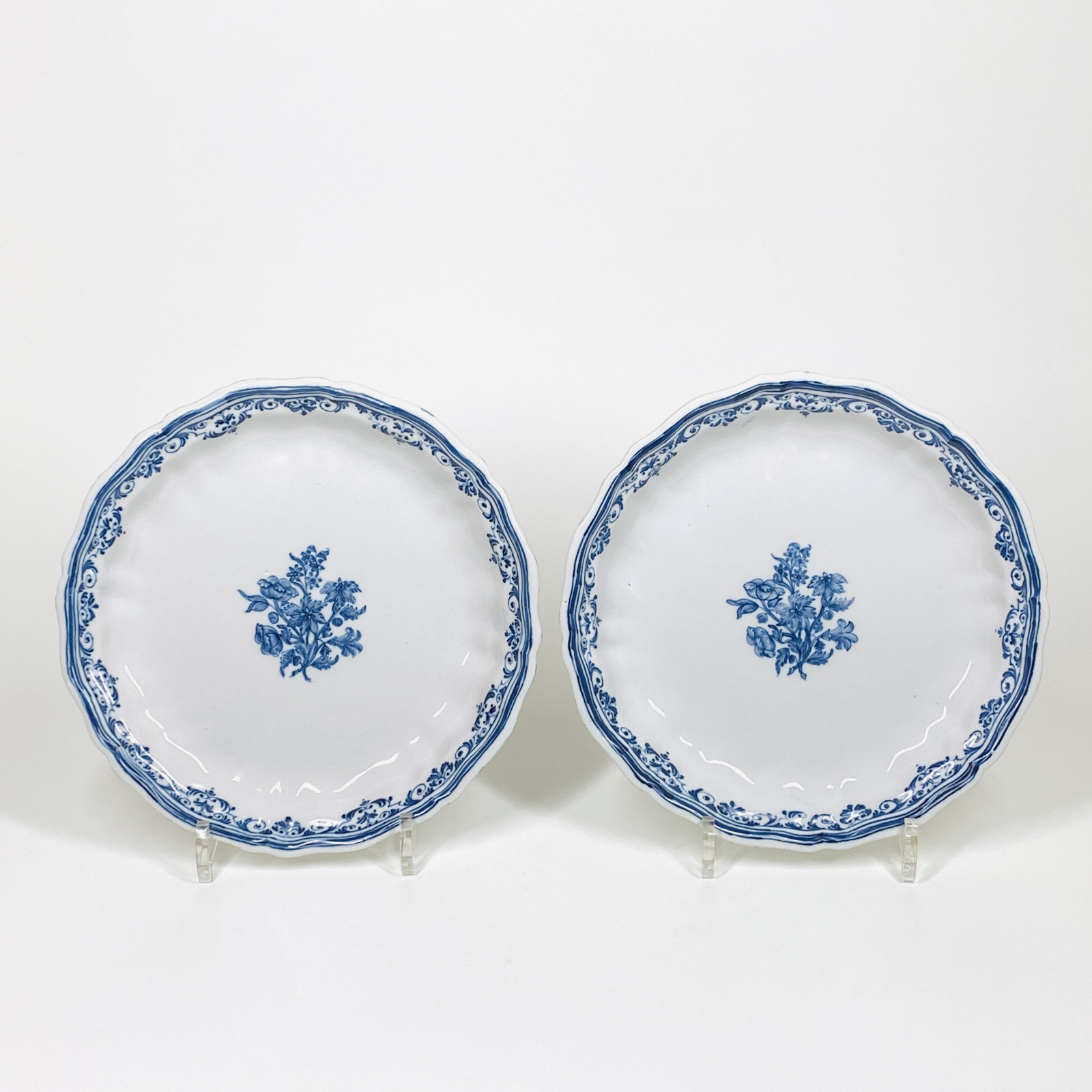 Pair Of Moustiers Earthenware compote Plates - Eighteenth Century