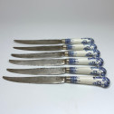 Set of Six Large Knives - Saint-Cloud Porcelain Handles - Eighteenth Century