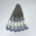 Set of Six Large Knives - Saint-Cloud Porcelain Handles - Eighteenth Century