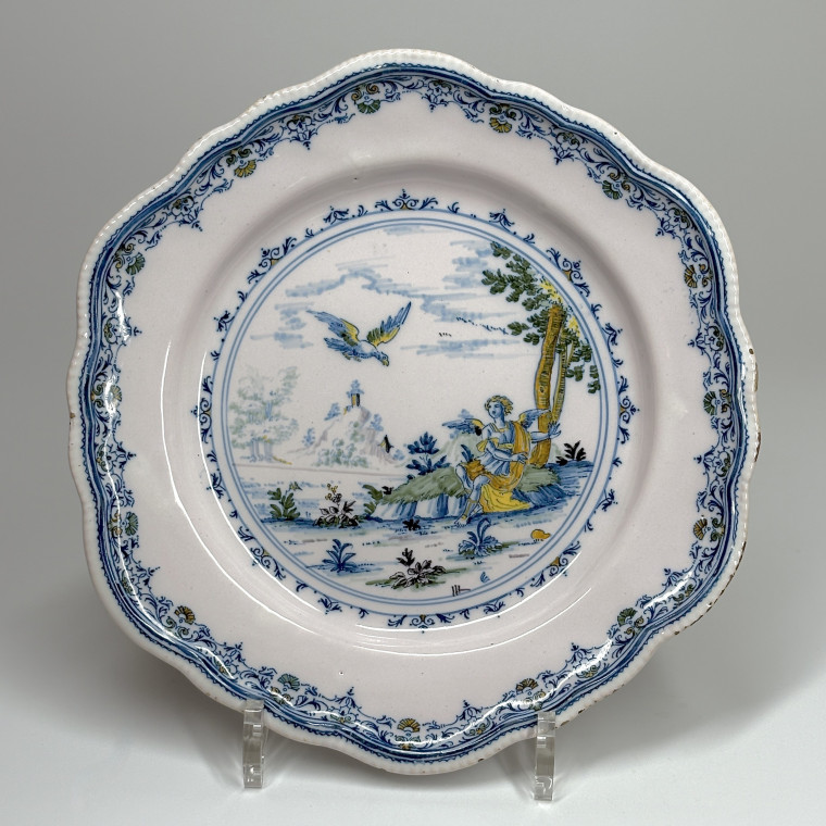 Moustiers faience plate with mythological decoration - Eighteenth Century - SOLD