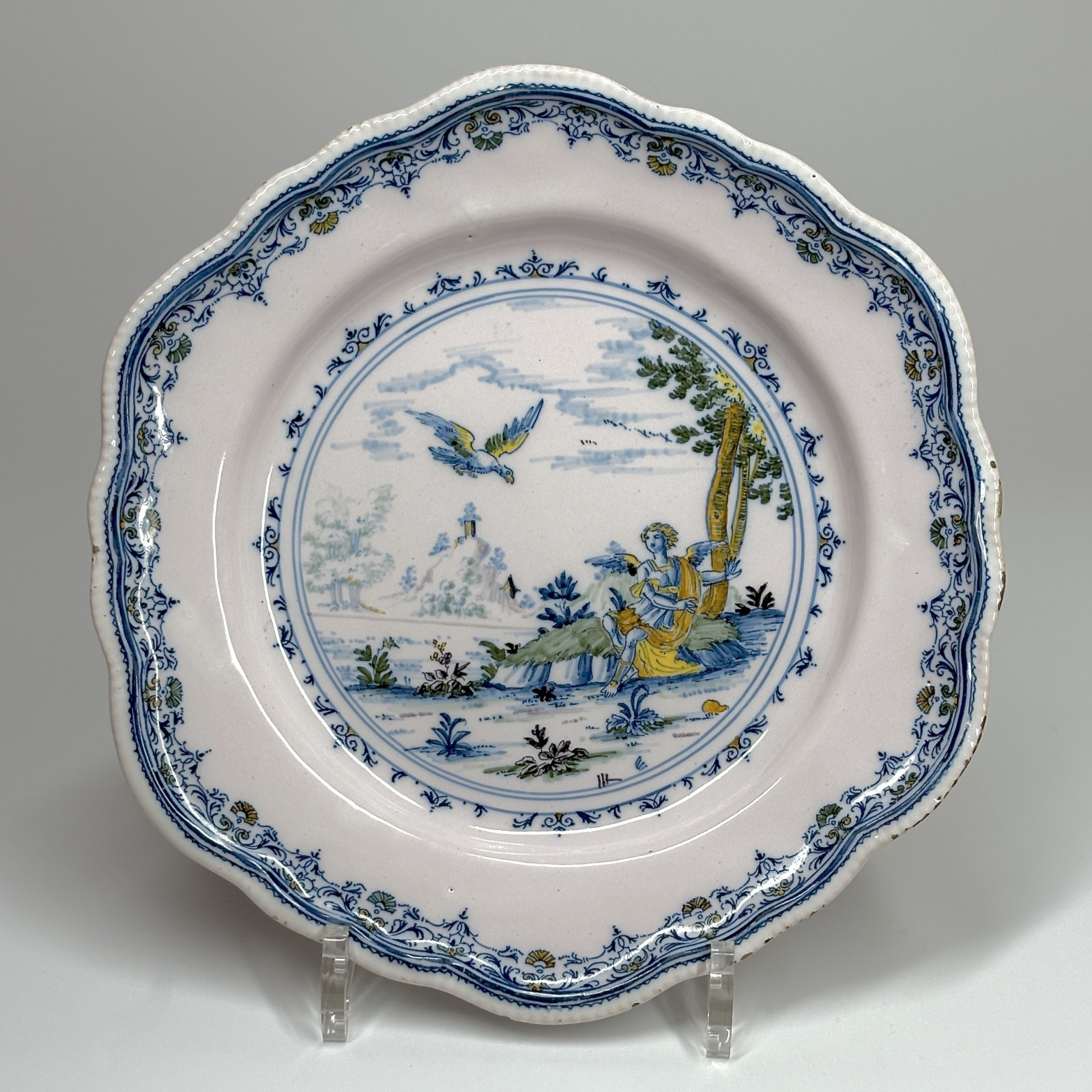 Moustiers faience plate with mythological decoration - Eighteenth Century - SOLD