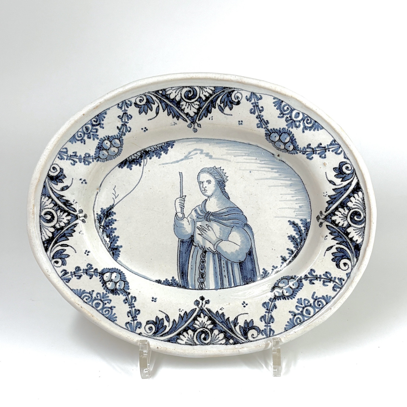 Small Oval Nevers Faience Dish - Early 18th Century