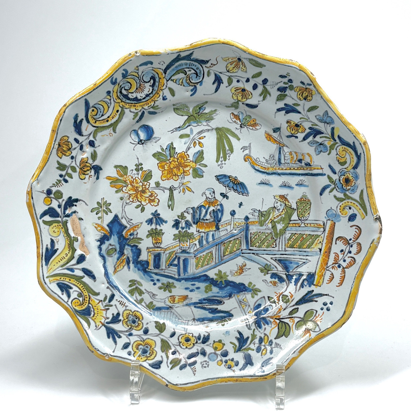 Rare Moulins earthenware plate - Eighteenth century