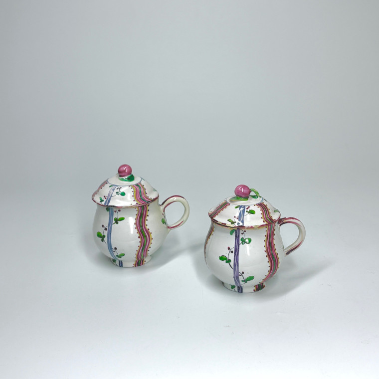 Small Pitcher and Two Juice Pots in Aprey Faience - Eighteenth Century