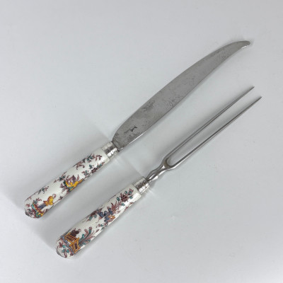 Couteau et fourchette en porcelaine de Saint-Cloud - XVIIIe siècle