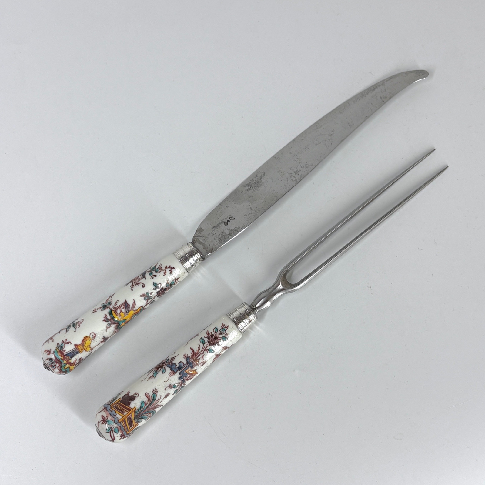 Saint-Cloud porcelain knife and fork - Eighteenth century