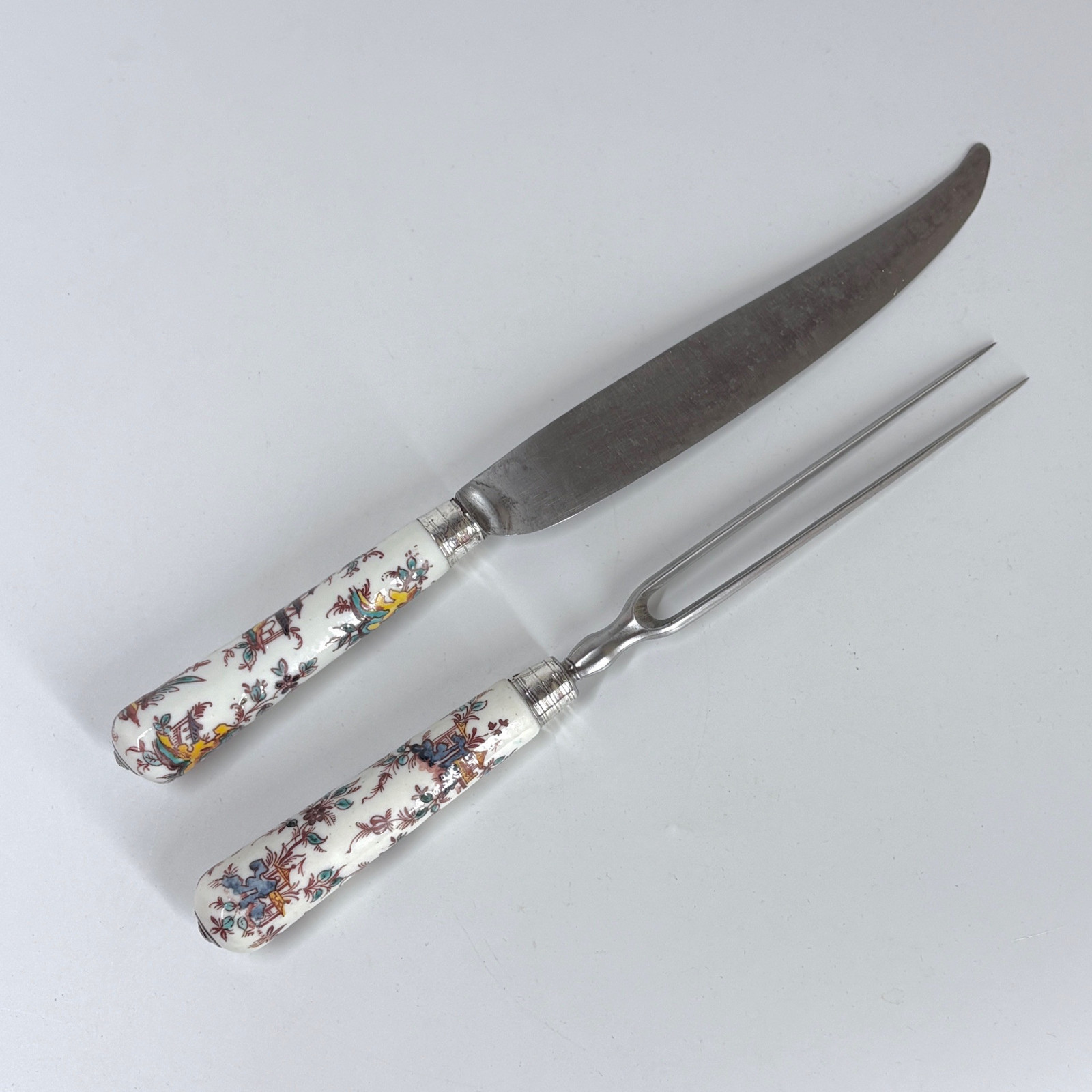 Saint-Cloud porcelain knife and fork - Eighteenth century