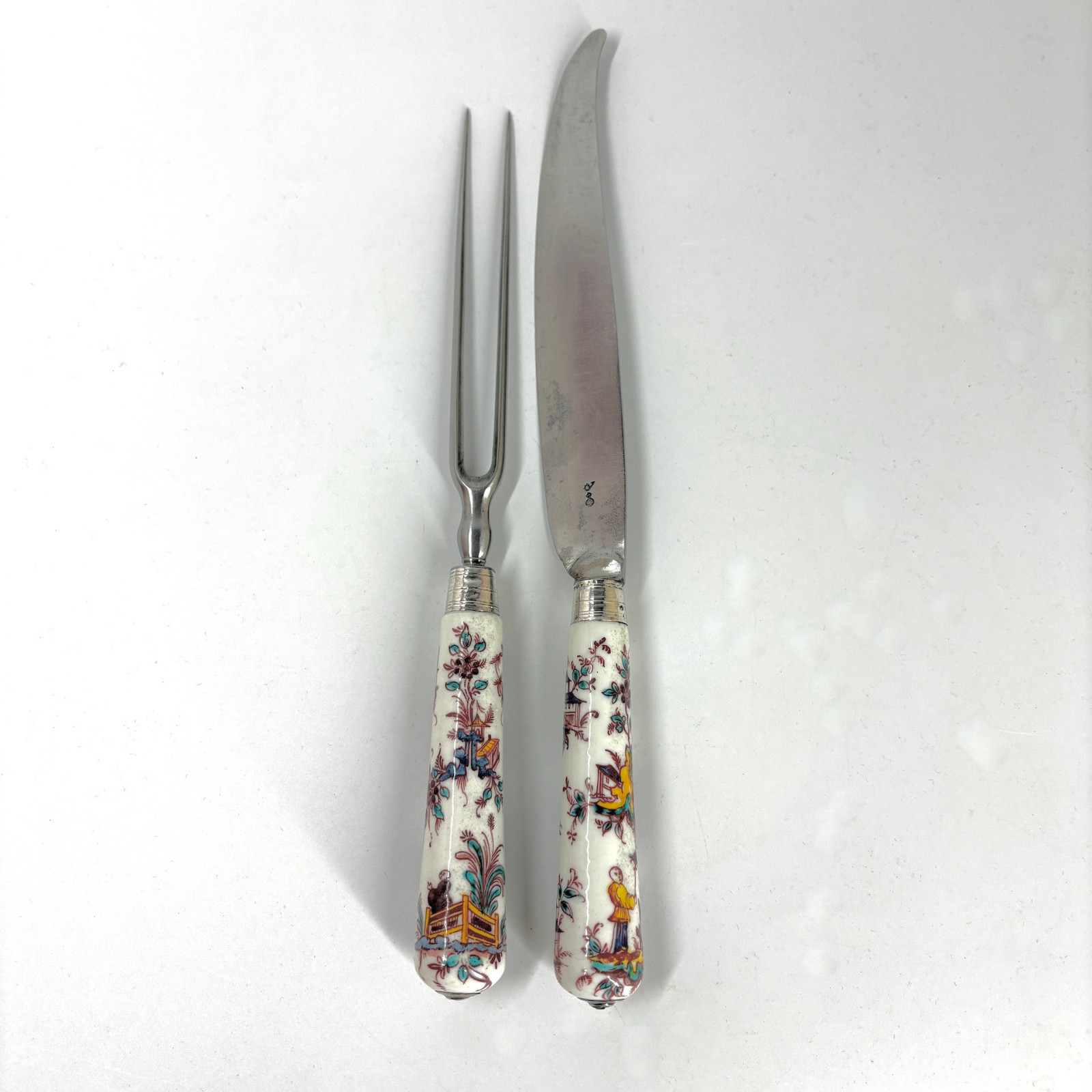 Saint-Cloud porcelain knife and fork - Eighteenth century