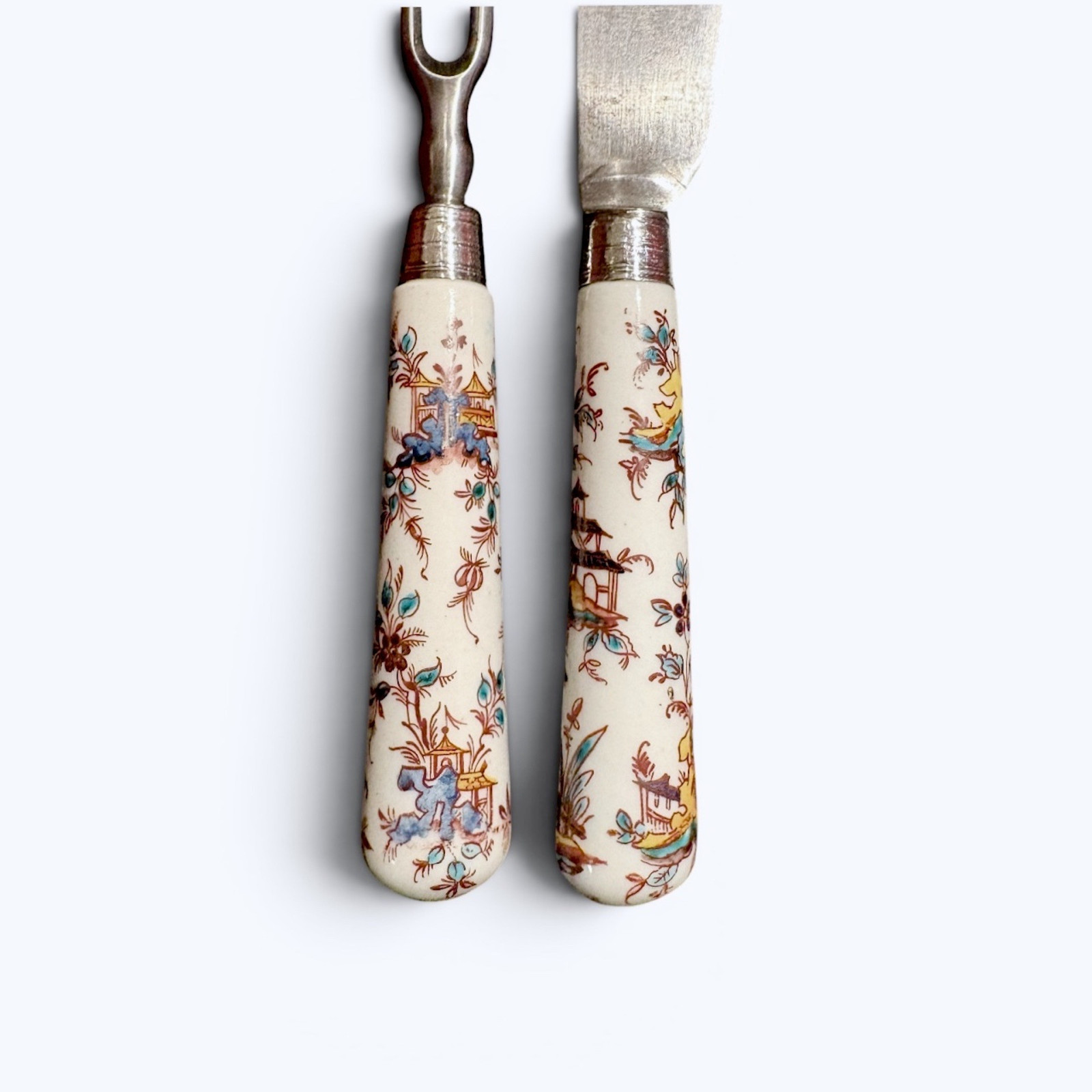 Saint-Cloud porcelain knife and fork - Eighteenth century
