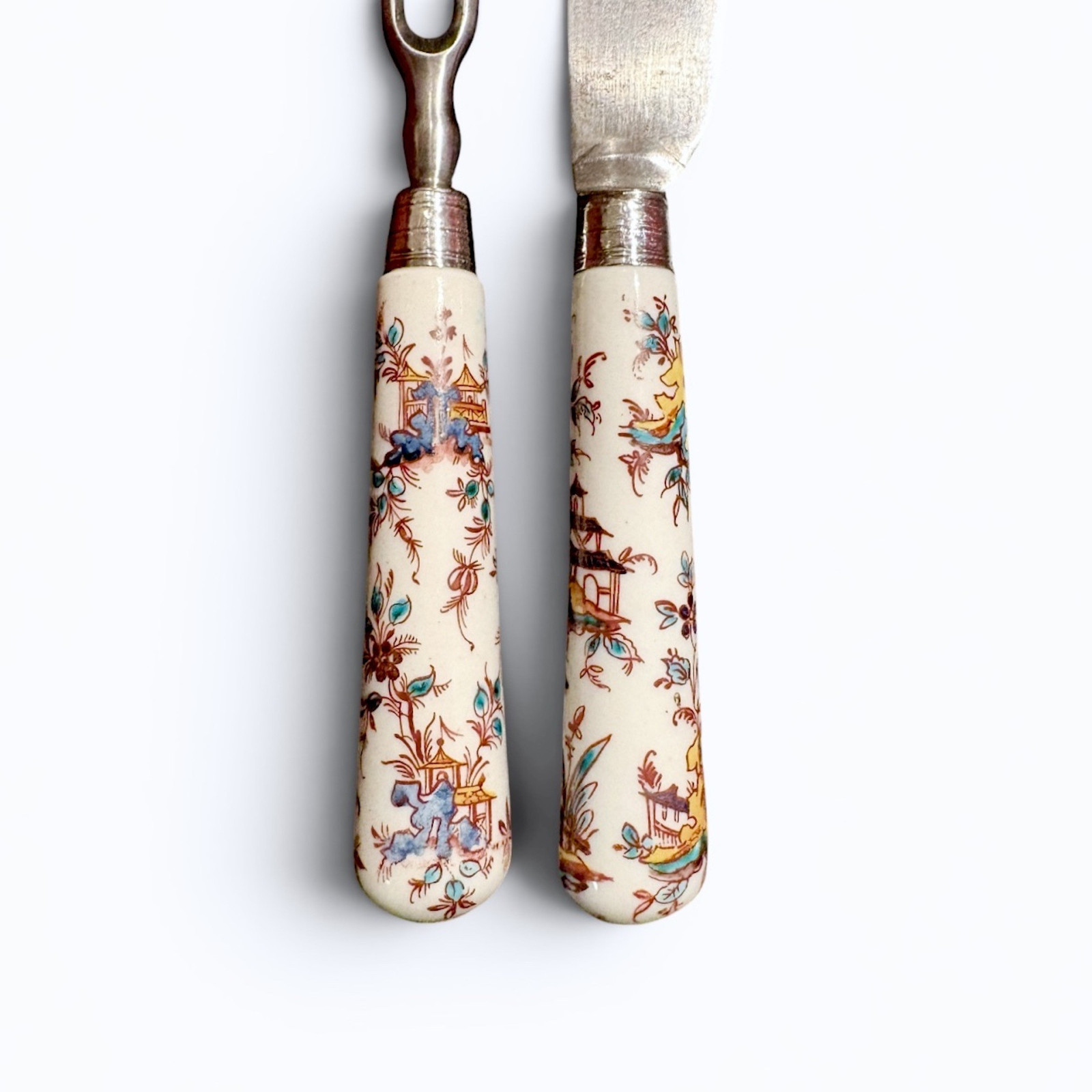Saint-Cloud porcelain knife and fork - Eighteenth century