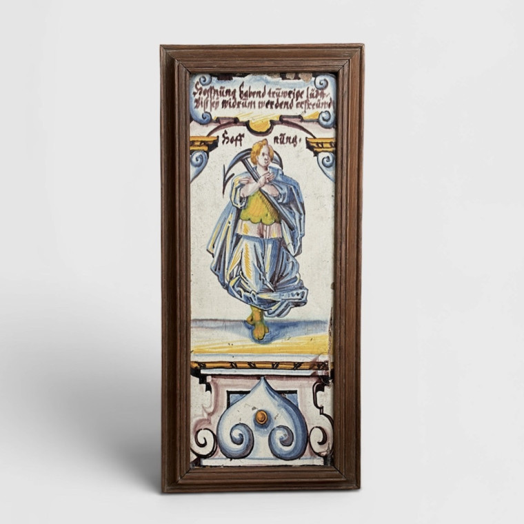 Plaque de poêle rectangulaire en faïence de Winterthur (Suisse) - XVIIe siècle