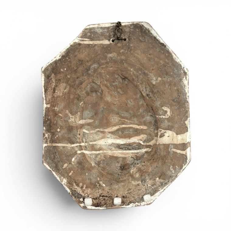 Plaque en majolique italienne figurant la vierge à l'enfant  - XVIIIe siècle
