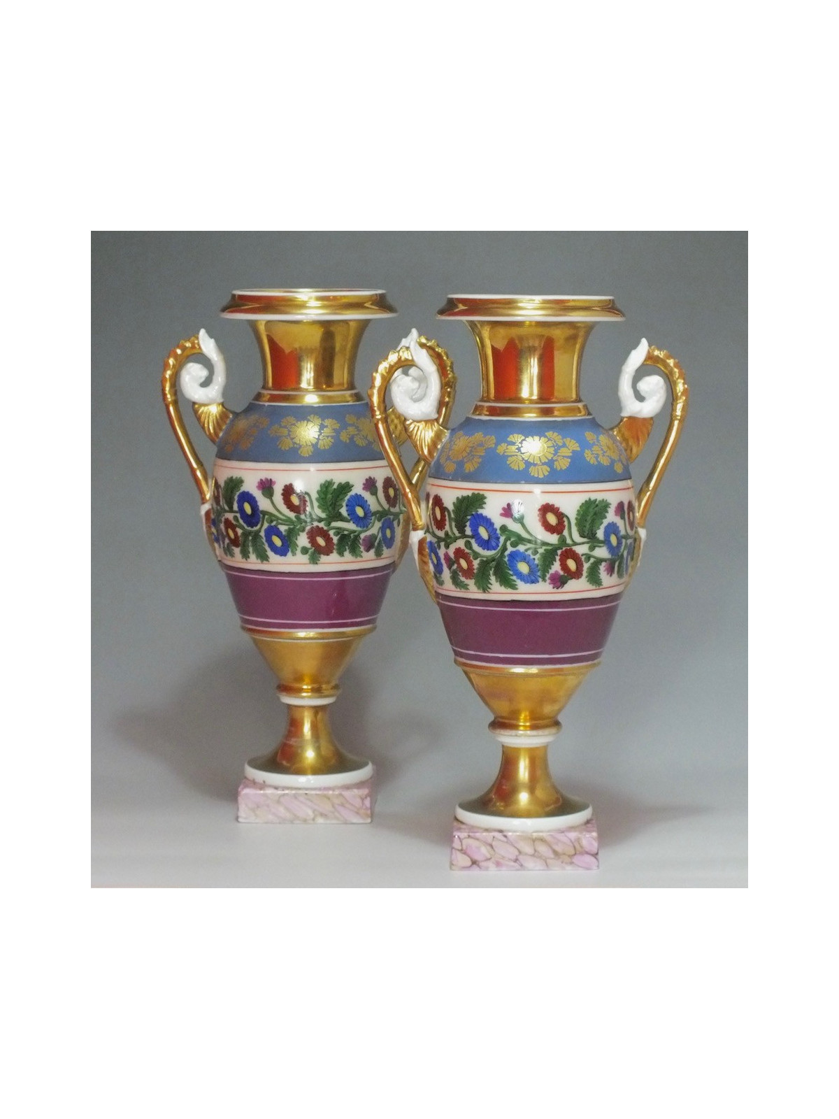 Paris - A pair of cashmere decor vases - Restoration period - 1820