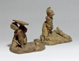Pair of terracotta statuettes "Children Natural History» by Boizot.