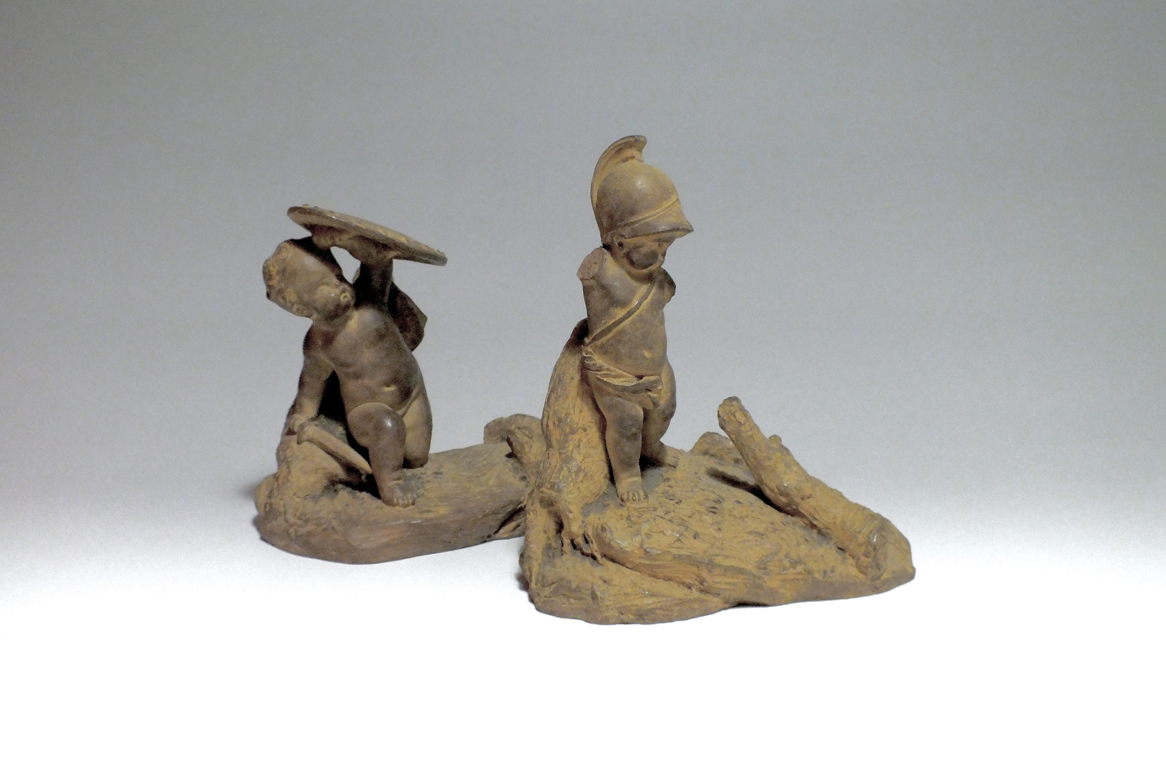 Paire de statuettes en terre cuite «Les enfants d'histoire naturelle» d'après Boizot.