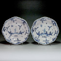 Grenoble - Pair of plates decorated with Chinese - eighteenth century.