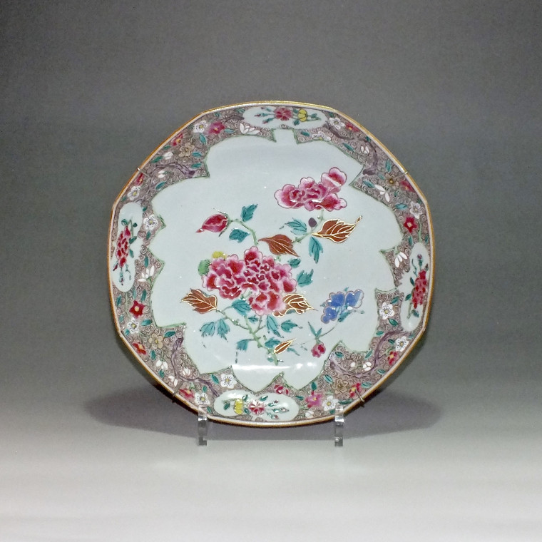 China - hollow dish octagonal rose family - Qianlong