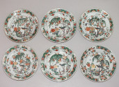Suite de six belles assiettes en porcelaine de la famille verte - Période Kanghi (1662-1722)