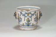 Moustiers - Rare glass refresher with decor Bérain polychrome - eighteenth century