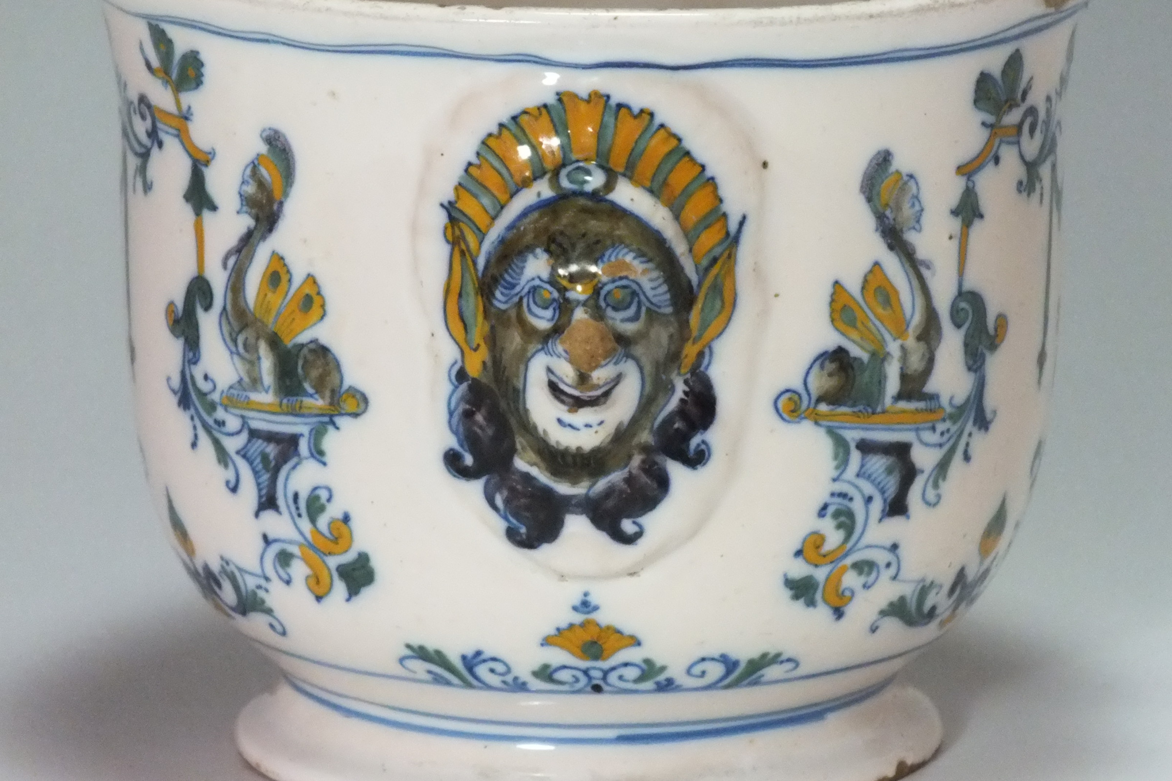 Moustiers - Rare glass refresher with decor Bérain polychrome - eighteenth century