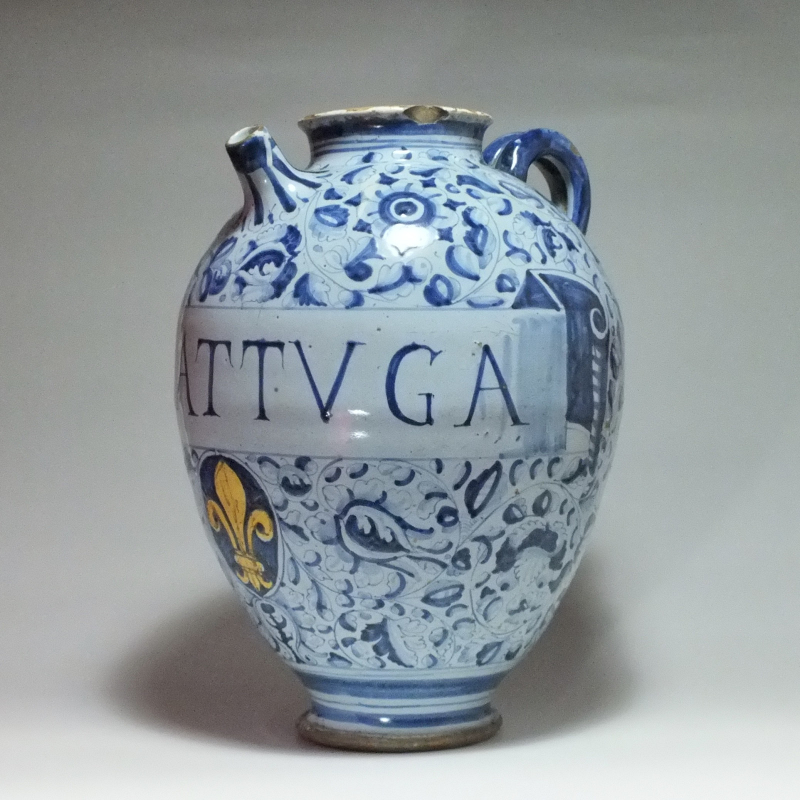 Rome - Grande chevrette à décor "Berettino" - XVIIe siècle