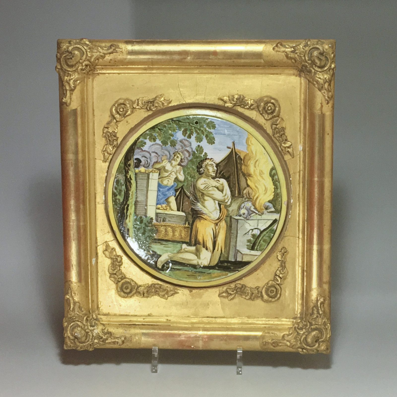 CASTELLI, Applique Tondo, "The Sacrifice of Abraham" - Early eighteenth century.