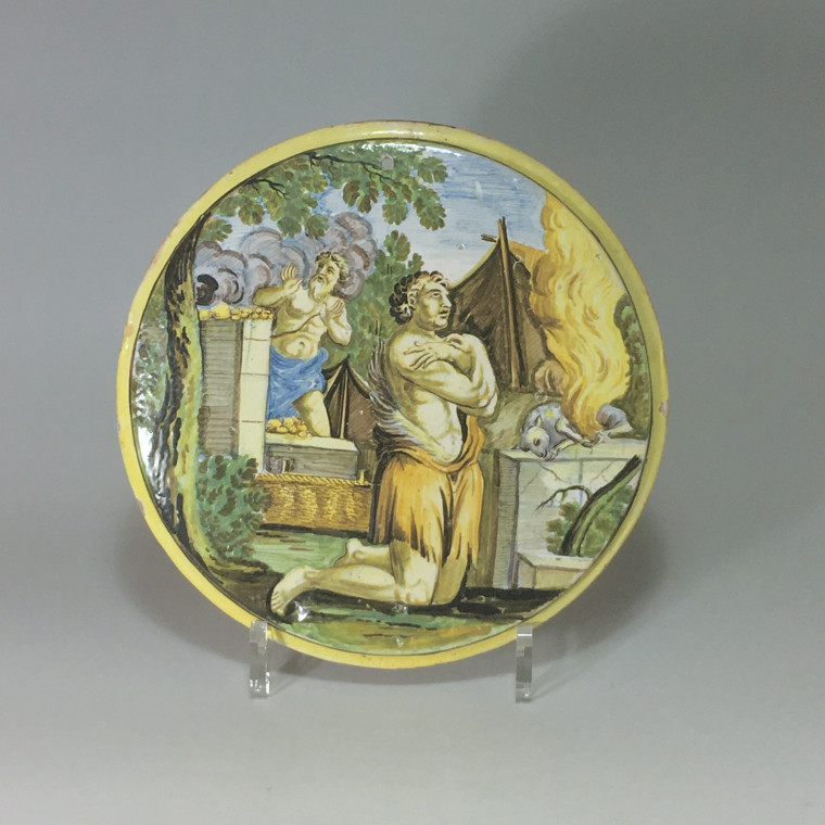 CASTELLI, Applique Tondo, "The Sacrifice of Abraham" - Early eighteenth century.